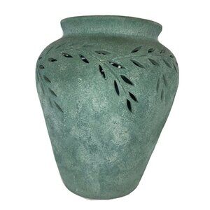 D Randolph Luminary Pottery Vase Green  Vintage Signed 1986